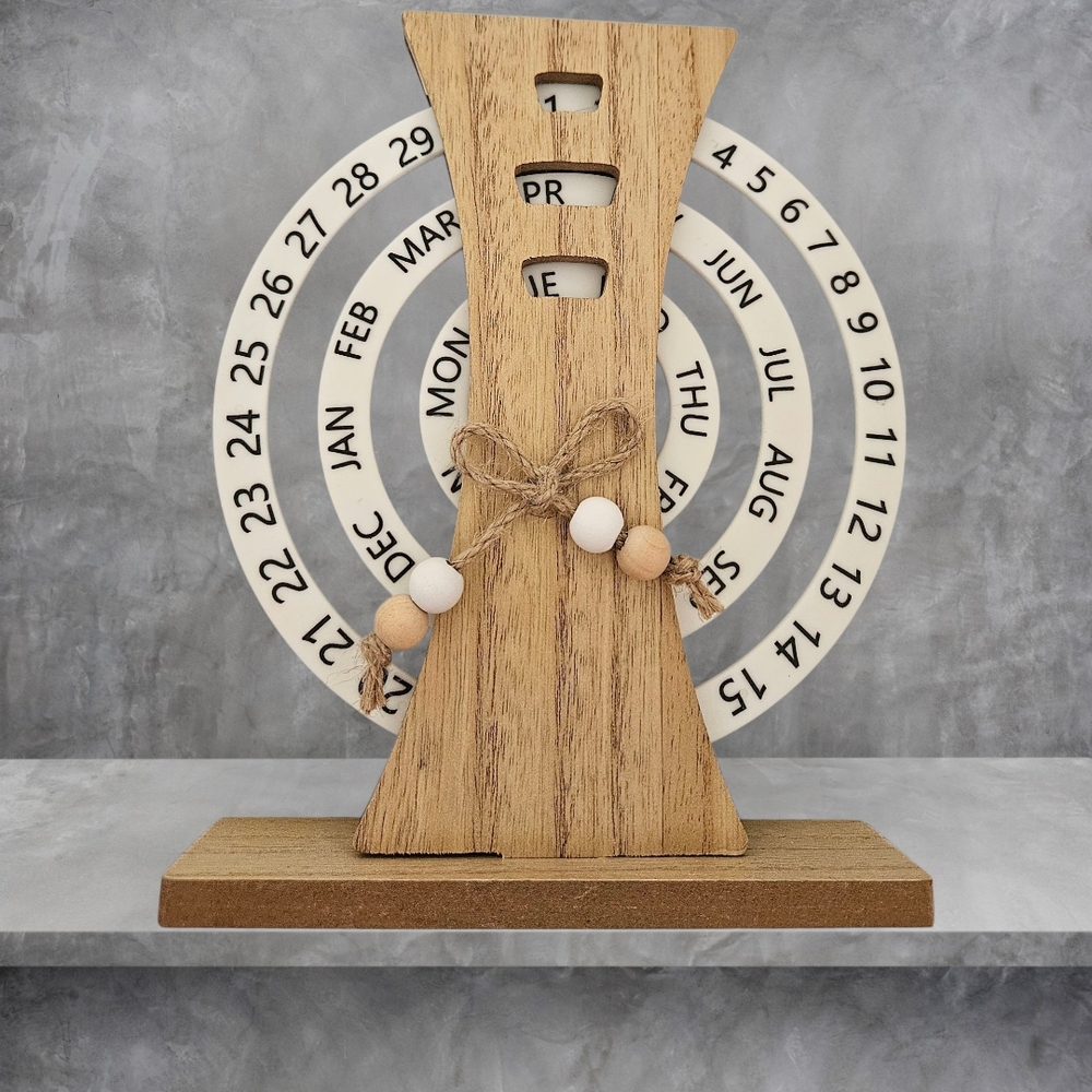 Wooden Perpetual Calendar with Beads